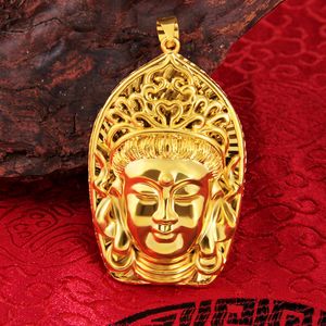 Buddha hänge 18k gul guld fylld stor huvud porträtt män kvinnor smycken gåva