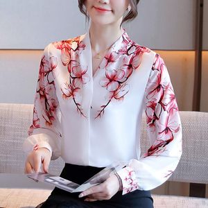 Kadın Bluzlar Gömlek 2021 Sonbahar Moda Uzun Kollu Şifon Bluz Rahat Giyim Lady Gömlek Zarif Kadın Baskılı Kadın Üstleri