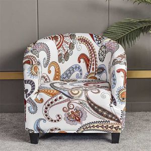 Boho Style Bar Chair Decoration Club Cover Arm Slipcover Geometriska Tryckta Små Sofa Skydd för husdjur 211207