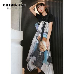 Aesthetic Print One Shoulder Dress Women Summer Designer Asymmetrical Flowy Long Midi Tunic Sundress 210427
