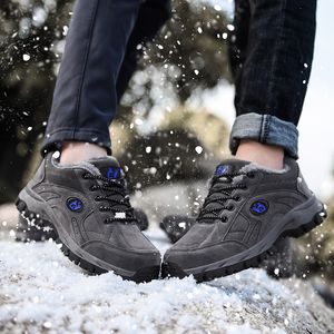 Winter Men Ankle Snow Boots Unisex Casual Leather Shoes Outdoor Mens Hiking Boots Couples Sneakers Warm Fur Military Bot Lovers