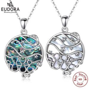 Eudora 925 Sterling Silver Star Planet Pingente 2 Estilo Mãe de Pérola Escudo Colar 3 Gatos Colar de Jóias Belas Com Caixa