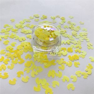 Prettyg 1 caixa fluorescente amarelo pato em forma de pérola lesquetas de brilho iridescente para artesanato de unhas de decoração de composição C50R.