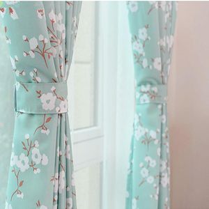 Curtain & Drapes Green Pastoral Small Floral Heat Insulation Printing White Flower High Shading Curtains For Living Room Bedroom