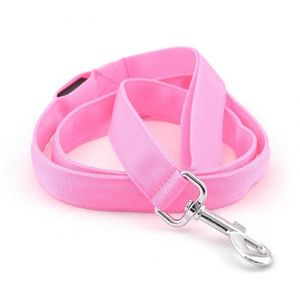 2021 Nylon splot Collars dla psów i smyczy Glow LED Flashing Light Pet Leash Tether Traction Belt Ochrona środowiska Lina łańcuchowa