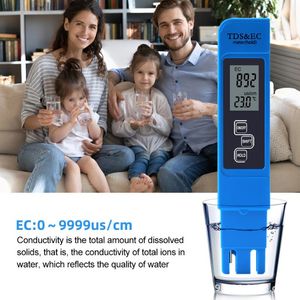 Misuratori di temperatura Retroilluminazione Tester di luce solare 3 in 1 LCD Qualità dell'acqua TDS/EC/Misuratore di temperatura Filtro Purezza Penna