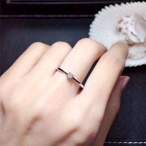 MDINA Moissanite real 925 sterling silver fine jewelry for young girl 0.1CT 3mm VVS1 birthday gift round cut tail ring
