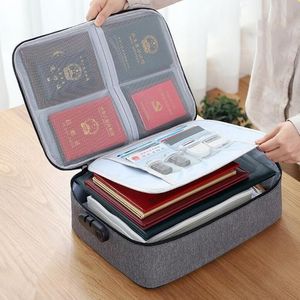 File Organizer Bags Home Office Safe Bag med lås Travel Portable arkivering Bag för viktiga passcertifikat Juridiska dokument