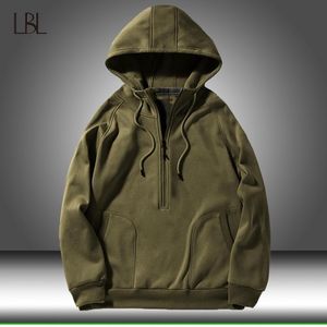 Mäns Hoodies Sweatshirts Höst Fleece Varm Hooded Sweatshirt Men Zipper Hip Hop Hoodie Male Classic Hoody Pullover Toppar Militär Outwear