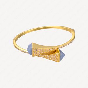 Moda Charme Pulseiras para Mulheres 18K banhado a ouro frisado pulseira amor para sempre azul agate bangle presentes de natal acessórios com malotes de jóias por atacado