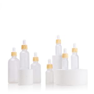 Flacone contagocce in vetro smerigliato 5-100 ml Fiale per tubi contenitori per cosmetici riutilizzabili vuote portatili con tappo in plastica di bambù