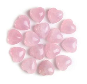 Wholesale Party Favor Healing Crystal Natural Rose Quartz Love Heart Worry Stone Chakra Reiki Balancing For DIY Craft 1" Home Decor