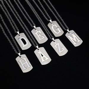 Gümüş Kaplama Mücevher Etiketleri toptan satış-Gümüş Kaplama Paslanmaz Çelik Harfler Kolye Kolye ile O Bağlantı Zincirleri Kadın Erkek Alfabe Tag Moda Takı