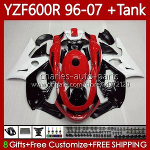 Bodys Kit för Yamaha Thundercat YZF600R YZF-600R YZF600 R CC 600R 96 97 98 99 00 01 Bodywork 86No.15 YZF600-R 02 03 04 05 06 07 600CC 1996-2007 OEM Fairing White Red Blk