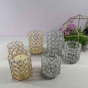 Crystal Candle Holder Silver /Gold Candlestick Candle Lantern Wedding Centerpieces Table Candelabra For Home Party Decoration 210722