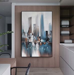 Nordic Affisch Abstrakt Stad Väggdekorationer Oljemålning Hem Dekor Art Cuadros Print Canvas Målning för vardagsrum Unframed