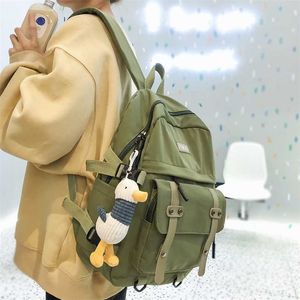 Student Frauen Rucksack Wasserdichte Nylon Nette Schule Tasche Kawaii Mädchen Rucksack Laptop Weibliche Mode Buch Tasche Schnalle Damen Luxus 202211