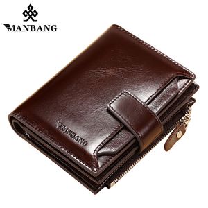 Man's Short Genuine Leather Card Holder Snap Mini Purse Folding Designer Coin Bag high quality Wallets