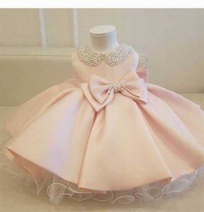 Çiçek Kız Prenses Elbise Bebek Kabarık Tül Düğün Boncuk Yaka İlk Doğum Günü Abiye E20003 210610