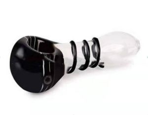 ガラススモークパイプクリエイティブカラーペインティング巻線パイプ黒と白の透明な携帯用ハンドスプーンパイプドライハーブタバコバーナー