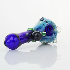 Wholesale turtle glass smoking pipe resale online - Oil Burner Tubes heady glass pipes Blue Fumed Turtle hand Blown tube Smoking pipe