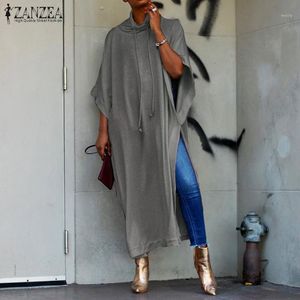 Plus Size Women Long Cloak Style Shirt Ladies Sleeve Blouse 2021 Autumn Cardigans Casual Tunic Tops Womens Women's Blouses & Shirts