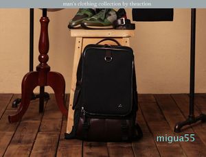 Splash resistant simple student computer backpack Travel bag Real leather bags for men and women luggage