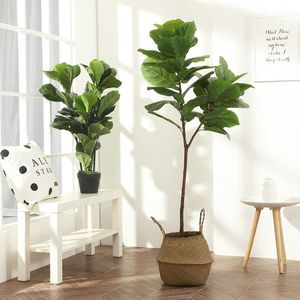 122cm Tropical Tree Large Artificial Ficus Plants Branches Plastic Fake Leafs Green Banyan Tree For Home Garden Room Shop Decor 210624