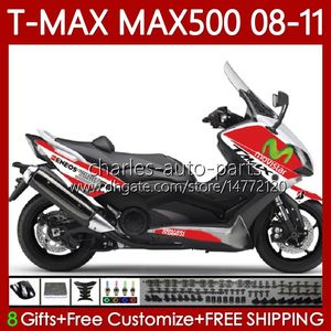 دراجة نارية الجسم ل Yamaha T-Max500 TMAX-500 MAX-500 T 08-11 Movistar Red Bodywork 107NO.36 TMAX MAX 500 TMAX500 MAX500 08 09 10 11 XP500 2008 2009 2010 2011 FANTERS