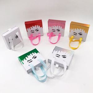 Falskt ögonfranspaket Creative Lash Box privat anpassad etikett Portable Ribbon Lashes Case Square Pull Boxes 25mm Eyelashs