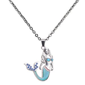 Crystal Mermaid Color Changing Temperature sensing necklace Mood women necklaces fashion jewelry will and sandy