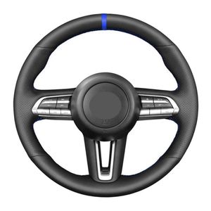 Tampa do volante Tampa de carro Capinho de carro não deslizamento de couro artificial preto para 3 Axela 2021 CX-30 MX-30