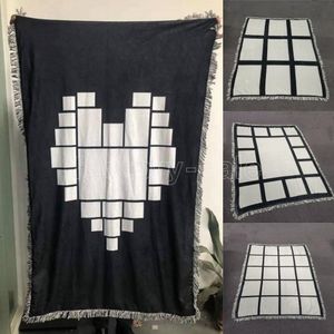 Wholesale Blankets Sublimation Tapestries Thermal Fleece Blanket Heat Print Fabric Mat DIY Blank Carpet 9 15 20 Grid Plaid 125*150cm