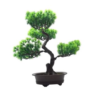 Dekorativa blommor kransar krukväxter bonsai prydnad diy gåva hemtillbehör livssam enkel konstgjord tallträdkontorssimulering