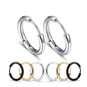 Men Titanium Steel Circle Hoop Earrings Fashion Jewelry Personality Anti allergic Loops Ear Studs Earings for Mens
