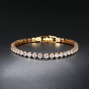 Tennis Bracelets For Women Simple Luxury Round Crystal Gold Color Bangle Chain Wedding Girl Gift Wholesale Jewelry H074
