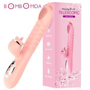 Nxy vibratori del sesso punto g vibratore del dildo giocattoli per le donne riscaldamento telescopico leccare la lingua bacchetta stimolatore del clitoride massaggio per adulti 1201