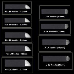 100個のタトゥーの針Agulhas Tebori 12ピンマイクロブレード12フレックスカーブブレード永久的なメイクアップ手動ペン210323