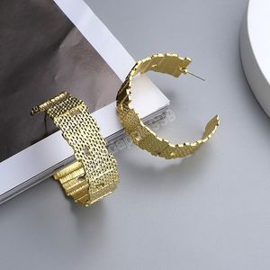 Gold Metall C-förmige Ohrringe für Frauen Vintage Mode Maxi geometrische Kreis Creolen große Schmuck Party