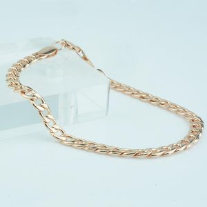 Länk, Kedja 5mm Fashion Mens Womens 585 Rose Gold Color Curb Link Bracelet Smycken