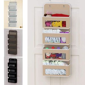 Wholesale door pockets resale online - Storage Bags Over Door Hanging Organizer With Clear Window Pockets Wall Mount Hooks For Bathroom Dorm Organizing TH