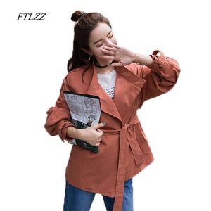 Spring Fashion Autumn Women's Casual Trench Coat Vintage Washed Outwear Loose Clothing Clothes For Lady With Belt 210430