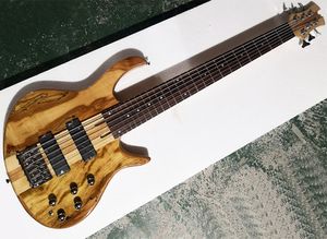 6 StringsNeck-thru-body Electric Bass Guitar with Rosewood Fretboard,Natural Wood Color,Customized Service Available