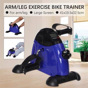 LCD Display Stepper Pedal Exercise Trainer Indoor Cycling Bikes Home Gym Fitness Equipments Arm Leg Physical Therapy Blue Steps Stationary Under Desk Mini Peddler