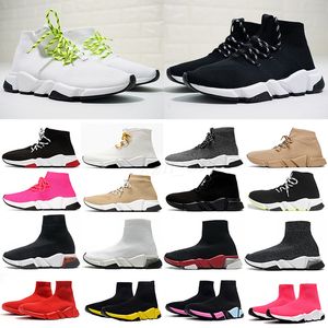 Tasarımcı Çorap Rahat Ayakkabılar Platformu Erkek Erkek Kadın Parlak Örgü Hız 1.0 Eğitmen Koşucu Sneaker Çorap Ayakkabı Master Kabartmalı Bayan Sneakers Patik Hızları 35-45 PR01