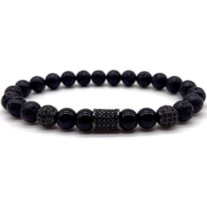 Wholesale black disco ball resale online - Charm Bracelets Tube Disco Ball Bracelet Men Fashion Handmade Pave CZ Black Lava Stone For Jewelry Gift