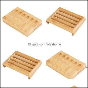 Aessories Bath Home Gardenwooden Natural Bamboo Dishes Tray Holder Soap Rack Plate Container Bathroom Dish Storage Box HWE6174 Drop Delive