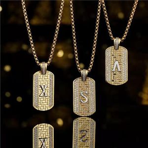 Pendant Necklaces Zircon Army Letter Necklace For Women Men Hip Hop Initial Alphabet Charm Chain Choker Jewelry Gift Collier BFF