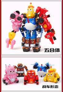 5pcs set High Quality ABS Fun Larva Transformation Toys Action Figures ormation Car Mode and Mecha Mode for Birthday Gift X0503