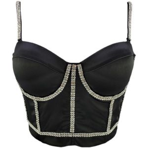 Bustier Top Short Sexy Kvinna Crop Kvinnor Harajuku Camis med inbyggd BRA Tryck upp Ärmlös Camisole S345 210527